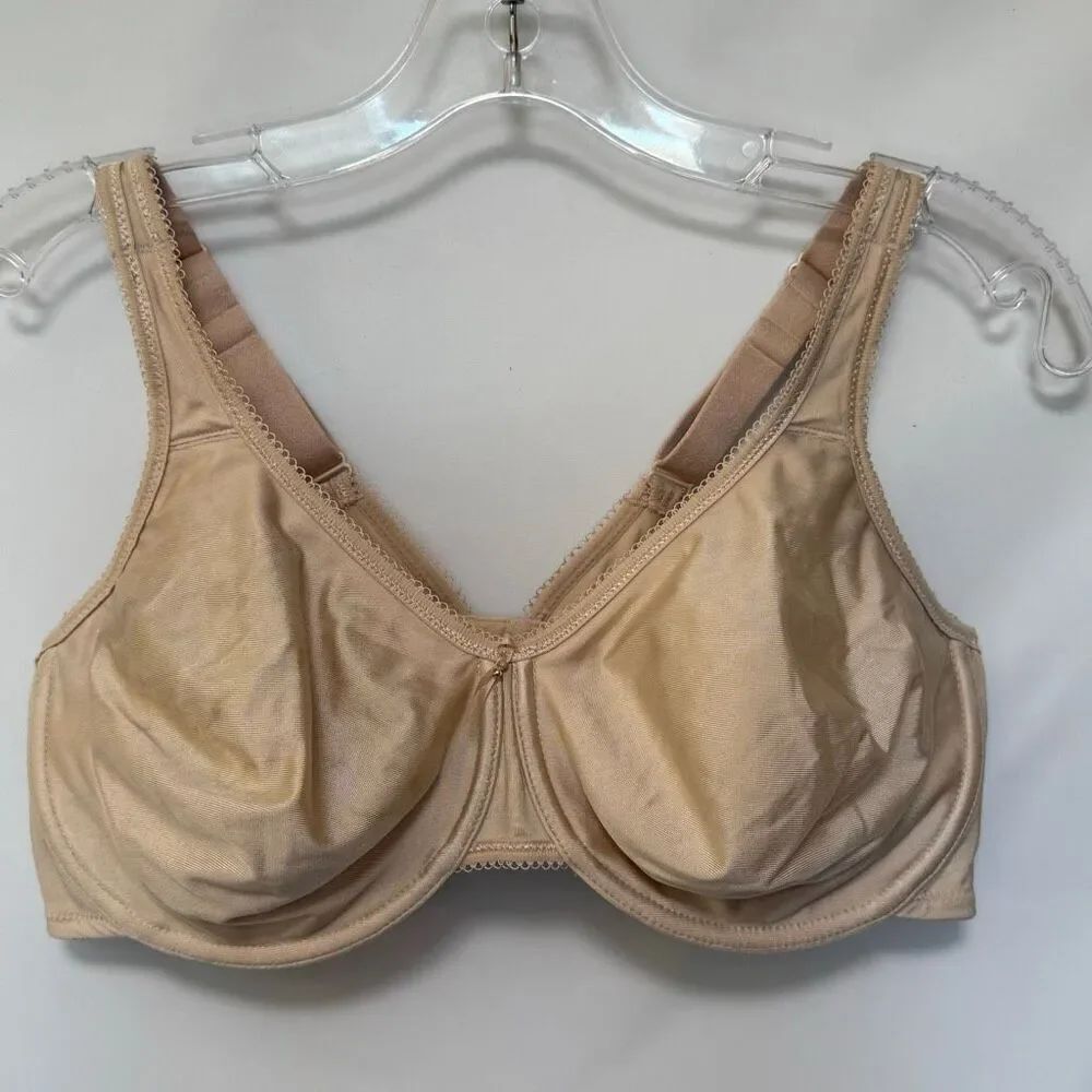 C8 Wacoal 855192 Basic Beauty Full Figure V-Back Seamless Bra Sand Tan size 42D